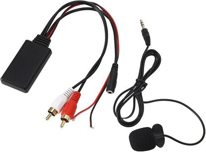 POCREATION Bluetooth AUX Module with Dual Cable Adapter and Built-in Hands-Free Microphone for Pioneer Car Stereo Systems