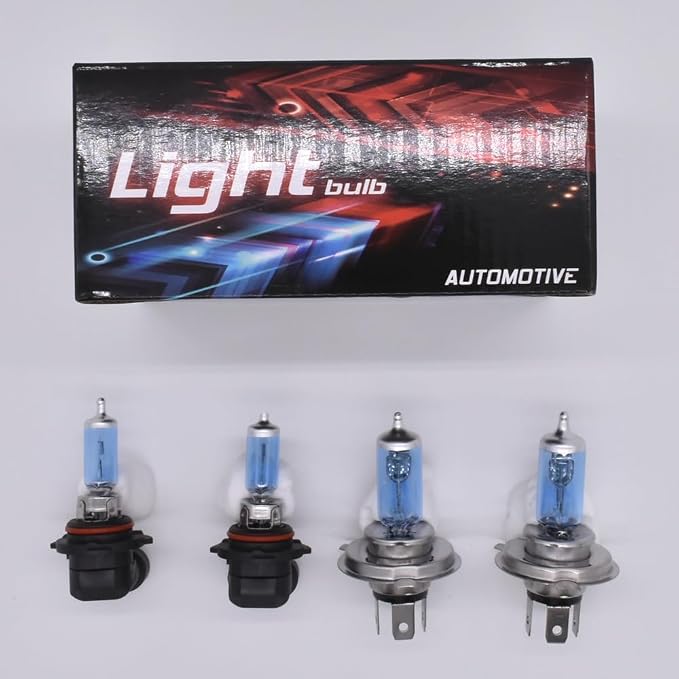 Upgraded Halogen Headlight Bulbs Compatible for Toyota Sequoia 2001 2002 2003 2004 2005 2006 2007, 9003/H4 High Low Beam + 9006 Fog Light, 6000K White, 300% Brightness, Plug n Play, Pack of 4