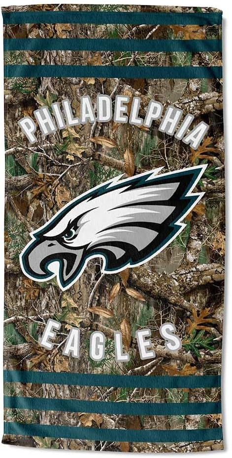 Northwest NFL Philadelphia Eagles Unisex-Adult Beach Towel, 30" x 60", Realtree Camo Stripes