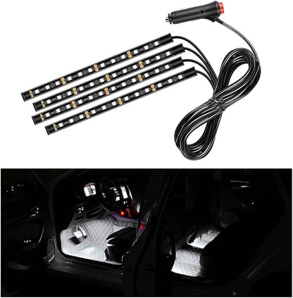 Ohleats Car LED Strip Light, 48 LED RGB Auto Interior Atmosphere Lights, Cigarette Lighter Under Dash Ambient Night Light, Interior Lamp Lighting Kit (White, Cigarette Lighter)