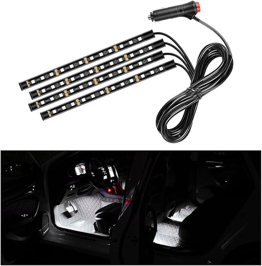 Ohleats Car LED Strip Light, 48 LED RGB Auto Interior Atmosphere Lights, Cigarette Lighter Under Dash Ambient Night Light, Interior Lamp Lighting Kit (White, Cigarette Lighter)