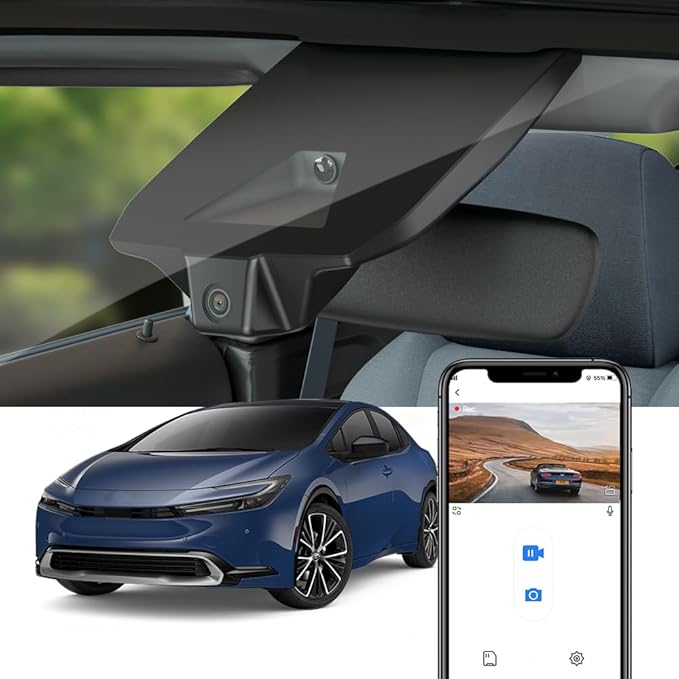 Fitcamx 4K Dash Cam Suitable for Toyota Prius 2023-2026 & Prime Plug-in Hybrid (XW60), OEM Factory Look, UHD 2160P Video, Built-in WiFi & APP, Loop Recording, G-Sensor, Plug & Play, 64GB Card