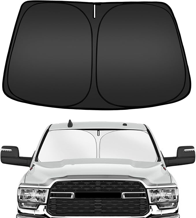 ARISMOTOR Windshield Sun Shade for Dodge RAM 2500 3500 2010-2025 2026, Custom Fit Foldable Front Window Sunshade Sun Visor Protector, Block UV Rays Keep Your Car Cooler