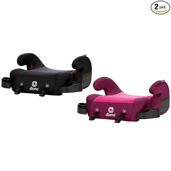 Diono Solana 2 XL Pack of 2 2022, Dual Latch Connectors, Lightweight Backless Belt-Positioning Booster Car Seat, 8 Years 1 Booster Seat, Black/Pink
