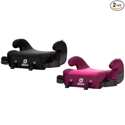 Diono Solana 2 XL Pack of 2 2022, Dual Latch Connectors, Lightweight Backless Belt-Positioning Booster Car Seat, 8 Years 1 Booster Seat, Black/Pink