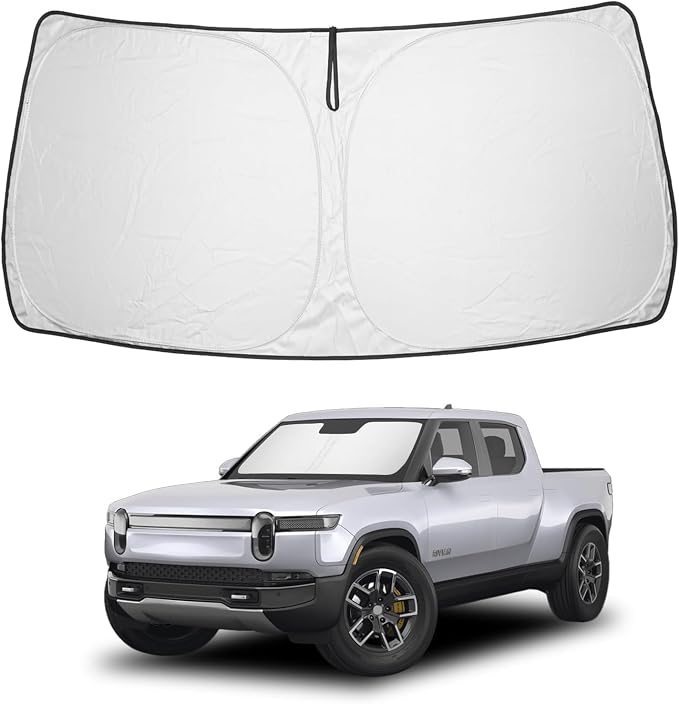 Proadsy Windshield Sunshade Custom for Rivian R1T 2022-2025 2026 Block Sun & UV Foldable 4-Layer Front Window Car Shade Protector Prime Accessories