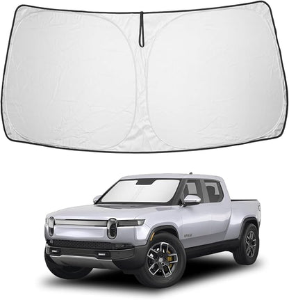 Proadsy Windshield Sunshade Custom for Rivian R1T 2022-2025 2026 Block Sun & UV Foldable 4-Layer Front Window Car Shade Protector Prime Accessories