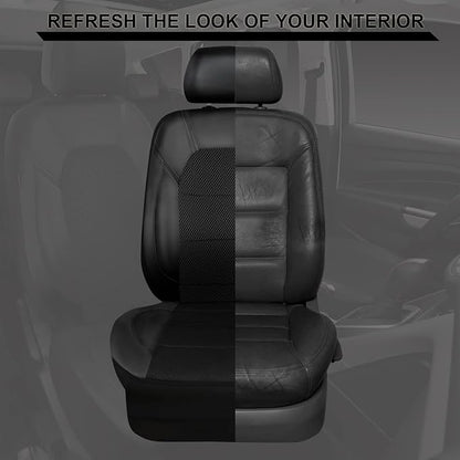 CAR PASS Universal Leather Two Front Seat Covers,Sport seat Covers fits Most Cars, SUVs, Trucks, and Vans Airbag Compatible (Black and Black)