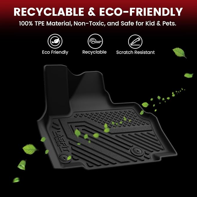 LASFIT Floor Mats & Cargo Mats for KIA EV9 2026 2025 2024 (Only Fit for 7-Seats), All Weather TPE Custom Fit Kia EV9 2024-2026 Full Set Car Accessories Floor Liners
