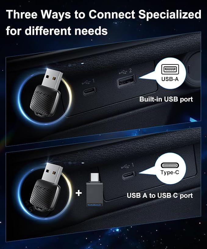 TRPYD Wireless CarPlay Adapter 2025 Upgraded, Plug and Play, No Latency, Converts Factory Wired to Wireless, Compatible with iPhone (iOS 10 and Above) for Cars 2016+ - Black