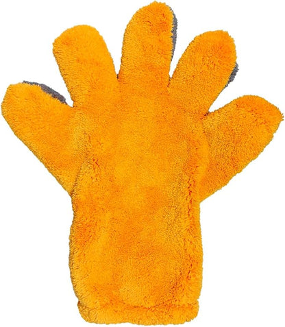 5 Finger Coral Fleece Car Wash Mitt, No Scratch Microfiber Wash Mitt Auto Cleaning Glove with Elastic Wrist Cuff, Reusable Double Sided Washing Glove Vehicle Dusting Mitt for Car Detailing (1PC)