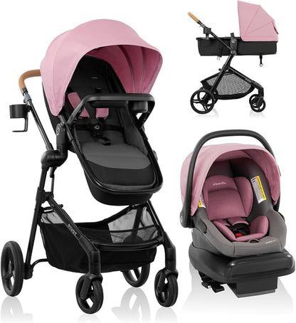 Evenflo Pivot NXT Travel System with LiteMax NXT Infant Car Seat (Lilas Pink)