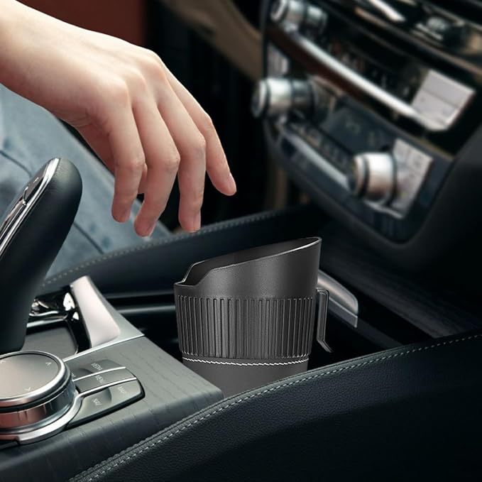 Car Trash Can, Mini Leakproof Vehicle Cup Holder Garbage Container Bin, Portable Automotive Interior Door Trash Storage Organizer Accessories, Universal for Sedan Truck SUV (Black)