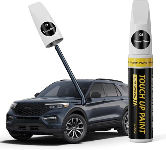 (Stone Blue (C8) Car Touch Up Paint for ford, Car Paint Scratch Repair Kit, 2 in 1 Premium Scratch Remover Pen with Exact Color-Matched