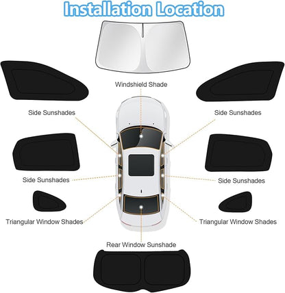 KUST Car Window Shades for Hyundai Kona 2018-2023 Windshield Sun Shade Side Window Cover UV Block Privacy Protection Accessories for Camping Blackout Rear Back Full Set 8PCS
