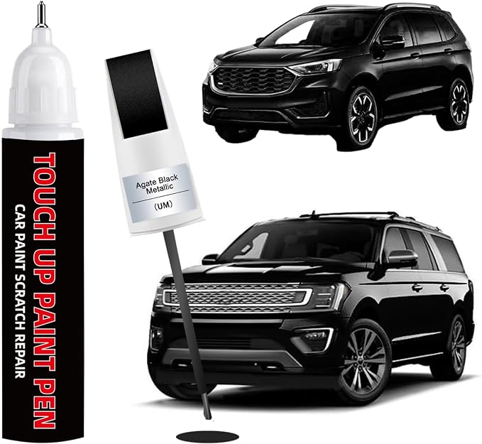 Agate Black Metallic(UM) Car Touch Up Paint for Ford 2-in-1 Car Scratch Repair Pen with Fine Tip&Brush, DIY Color-Code Matched Auto Paint for Rock Chips Door Scratches Paint Nicks Bumper Marks