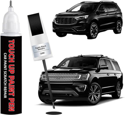 Agate Black Metallic(UM) Car Touch Up Paint for Ford 2-in-1 Car Scratch Repair Pen with Fine Tip&Brush, DIY Color-Code Matched Auto Paint for Rock Chips Door Scratches Paint Nicks Bumper Marks
