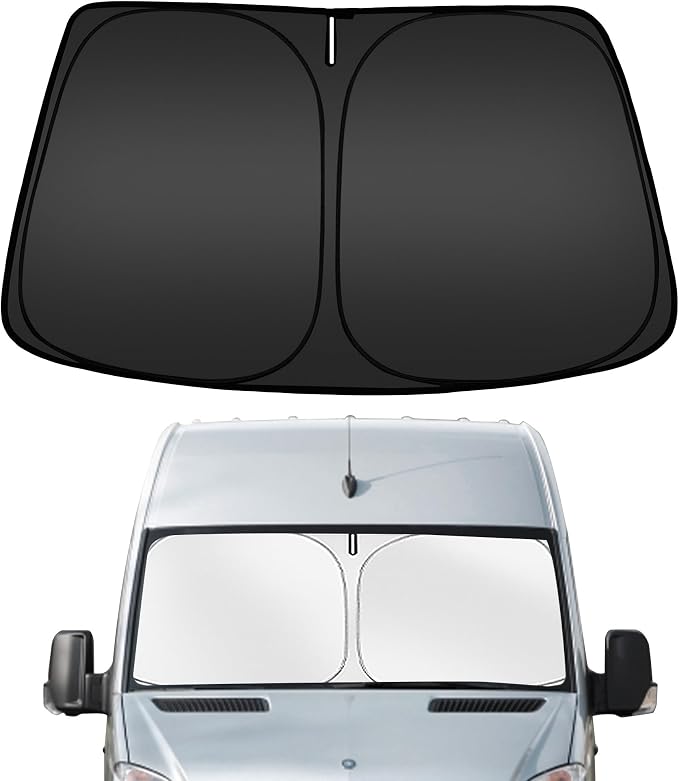 ARISMOTOR Windshield Sun Shade for Freightliner/Mercedes Benz Sprinter 1500 2500 3500 4500 2007-2026, Custom Fit Foldable Front Window Sunshade Sun Visor Protector, Block UV Rays Keep Your Car Cooler