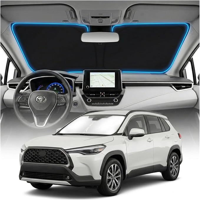for Toyota Corolla Sun Shade Windshield Cover - Custom Fit Corolla Accessories 2020-2025 2026 Sunshade Foldable UV Protection & Heat Shield Sun Visor Accessories