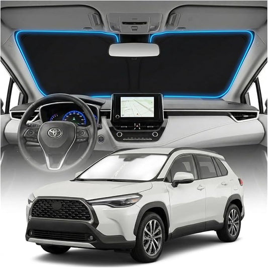 for Toyota Corolla Cross Sun Shade Windshield Cover - Custom Fit Corolla Cross Accessories 2022-2025 2026 Sunshade Foldable UV Protection & Heat Shield Sun Visor Accessories