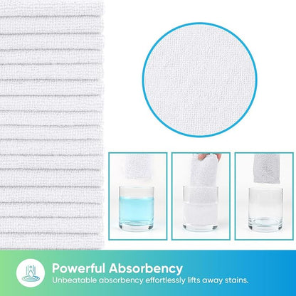 HOMEXCEL White Microfiber Cleaning Cloths, 20 Pack Cleaning Rags - Lint Free & Scratch-Free Microfiber Towels for Cars, House & Kitchen, Absorbent Cleaning Towels, 11.5 x 11.5 Inch