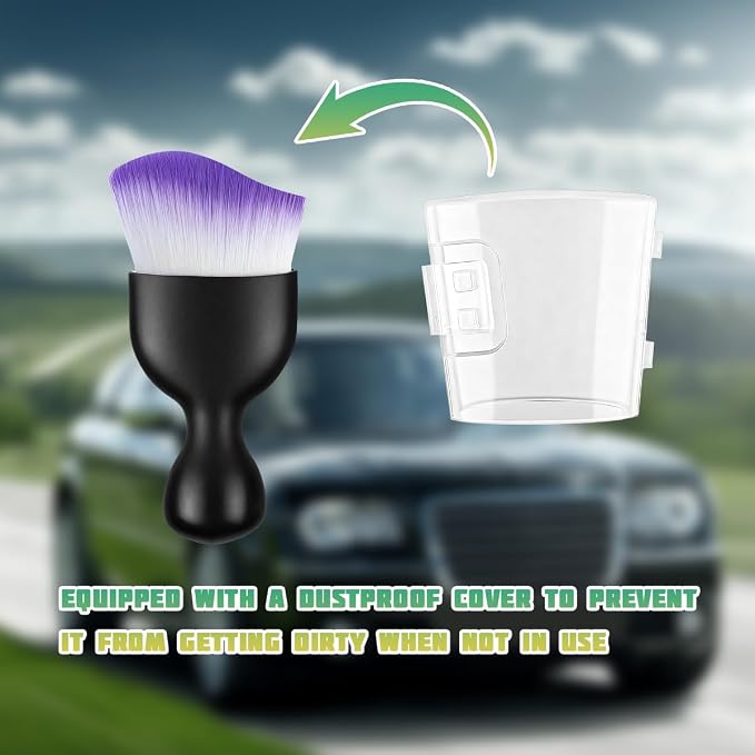 Car Interior Detailing Brush, Curved Soft Bristles Vehicle Removal Dust Collectors, Scratch-Free Automotive Cleaning Tool Accessories, Universal for Truck SUV Sedan (Purple Curved)