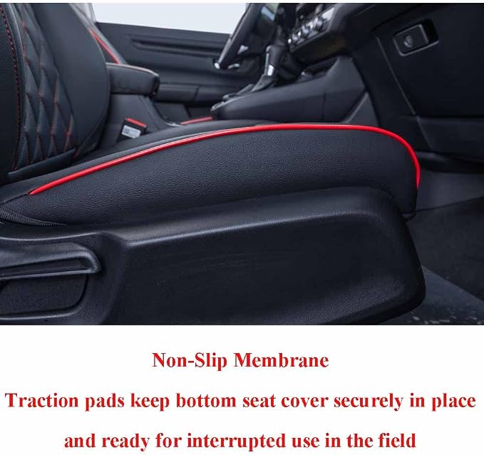 EKR CRV Seat Covers Custom Fit for Honda CRV 2017 2018 2019 2020 2021 2022,Leather Car Seat Cover Full Set for Trucks SUV,Waterproof Car Seat Cushion,Faux Leather (Black with Red Piping)