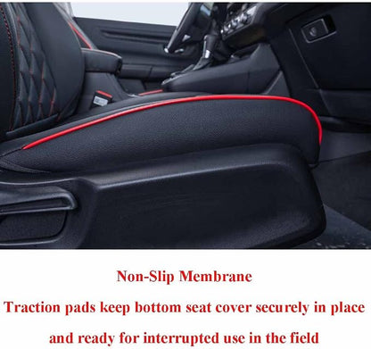 EKR CRV Seat Covers Custom Fit for Honda CRV 2017 2018 2019 2020 2021 2022,Leather Car Seat Cover Full Set for Trucks SUV,Waterproof Car Seat Cushion,Faux Leather (Black with Red Piping)