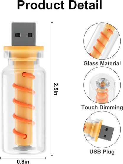 USB Light for Car, Touch Dimmable Retro Interior Lamp LED Ambient Lighting, Portable Mini Glass Bottle LED Bulb Night Light for Vehicle Bedroom Hallway Camping Holiday Decoration (Red)