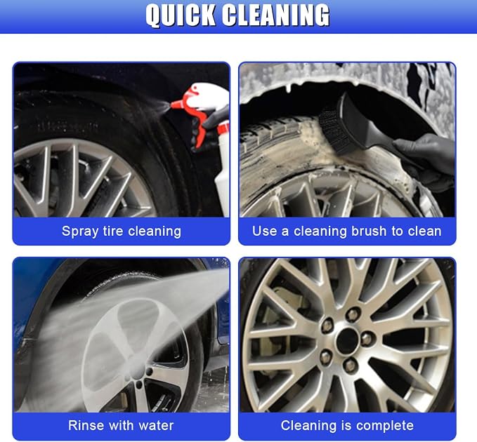 Car Wheel Brush, Stiff Bristle Short Handle Scrub Tire & Wheel Rim Brush, No-Scratch Carpet/Floor Mat Detailing Tool, Auto Interior and Exterior Cleaning Supply for Vehicle, Home (Black)