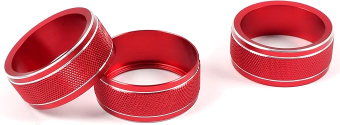 HIGH FLYING for Subaru WRX STI 2015-2021/Forester 2014-2018/XV Crosstrek 2013-2017 Car Center Console A/C Air Control Switch Ring Trim Aluminum Alloy Red 3pcs