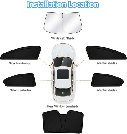 KUST Car Window Shades for 2012-2015 Honda Civic Accessories Windshield Sun Shade Side Rear Window Covers Sunshade Privacy Protection for Camping Blackout UV Block Full Set 6PCS