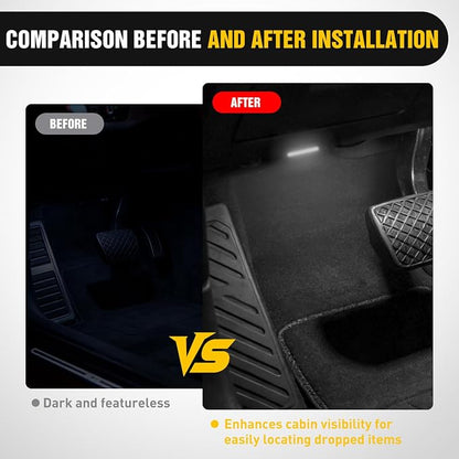 Nilight Wireless Magnetic LED Interior Lights, 2 PCS White USB Rechargeable Universal Mini Sticky Footwell Ambient Atmosphere Reading Lamp with Touch Sensor, Portable Night Lighting for Car Truck