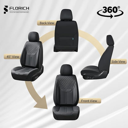 FLORICH Car Seat Covers for Front Seats, Universal Seat Cushion 2 Seats, Car Seat Protector Waterproof, Premium Leather Automotive Seat Covers for Most Cars, Sedans, SUVs, and Trucks-Black