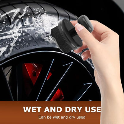 HONUTIGE 3 Pcs Tire Shine Brush, Car Tire Shine Applicator Portable Car Tire Brush Auto Detail Brushes High Density Soft Brush with Seal Cover Auto Detail Brush for Auto Detailing Cleaning Service