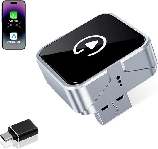 Wireless CarPlay Adapter, 2026 Upgraded Wired to Wireless for Apple CarPlay & Android Auto, USB-C/Type-C, Car Play Adapter, Plug and Play, Stable Connection & No Latency (Silver)