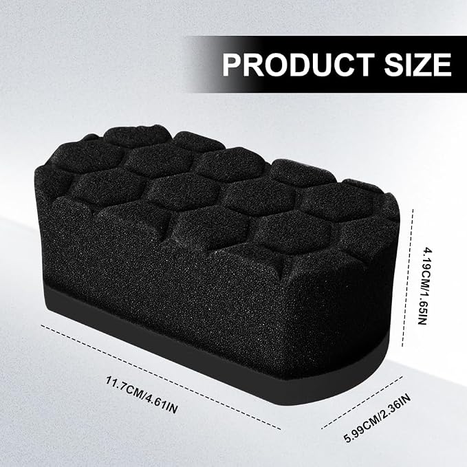 2PCS Tire Waxing Applicator Pad, Sponge Pad, Easy Grip Hex Logic Tire Shine Dressing Applicator Sponge, Car Durable and Reusable Cleaning Foam Sponges for Wheel Tire Polishing (Black)
