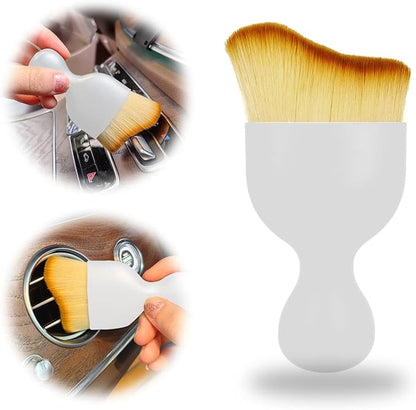 Car Cleaning Brush Soft Bristle Car Interior Dust Brush, suitable for cleaning car dashboards and air vent gaps, also usable on leather and computers, scratch-proof (White Handle)