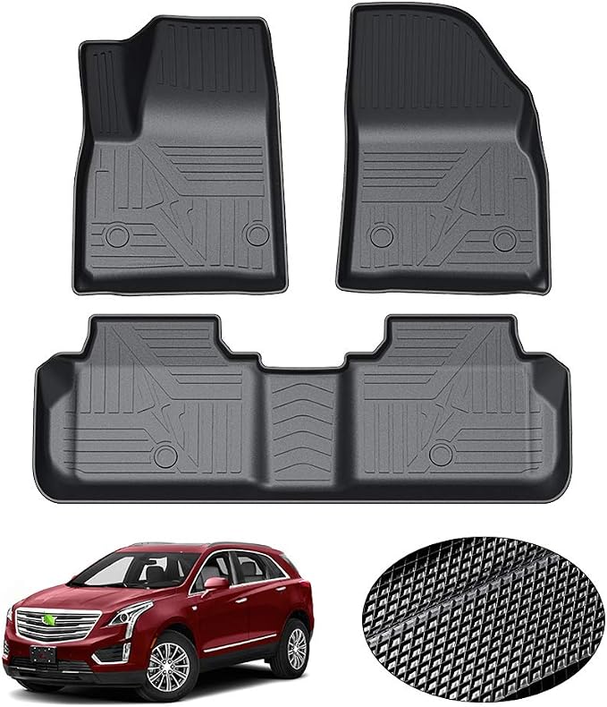 KUST Floor Mats for Cadillac XT5 2017-2025, All Weather TPE Rubber Floor Liners for XT5 Accessories Front Rear 2 Row High Side