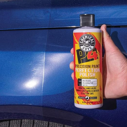 Chemical Guys P4 Precision Paint Perfection Polish - Scratch Remover & Swirl Remover for Cars, Trucks, Motorcycles, & SUVs, Fixes Paint Imperfections & Towel Marks, Restores Gloss & Clarity, 16 oz