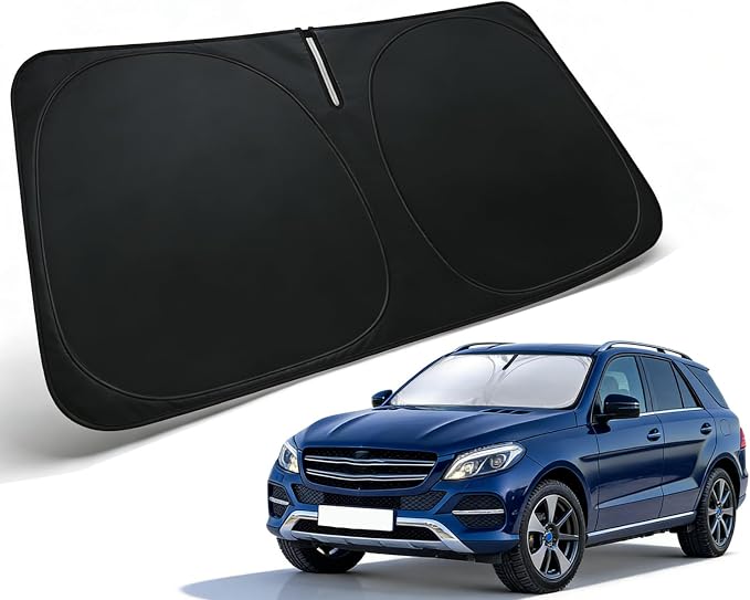 Windshield Sun Shade for 2012-2019 Mercedes Benz GLE Accessories, Car Front Window Sun Visor & Heat Shield | 240T Sunshade Protection Blocks UV Rays Keep Your Car Cooler