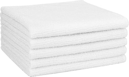AIDEA Microfiber Cleaning Cloth White 5PK, Microfiber Towels for Cars, Premium Car Cloths, Dusting Cloth Lint Free Cleaning Rags for SUVs, House, Kitchen, Window, Workshops,12×12"