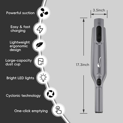 Cordless Handheld Vacuum, Lightweight Portable Hand Vacuum Cleaner with LED Light,Rechargeable Hand Held Vacuum with One-Touch Empty, Powerful Suction for Office, Home,Car, Coal