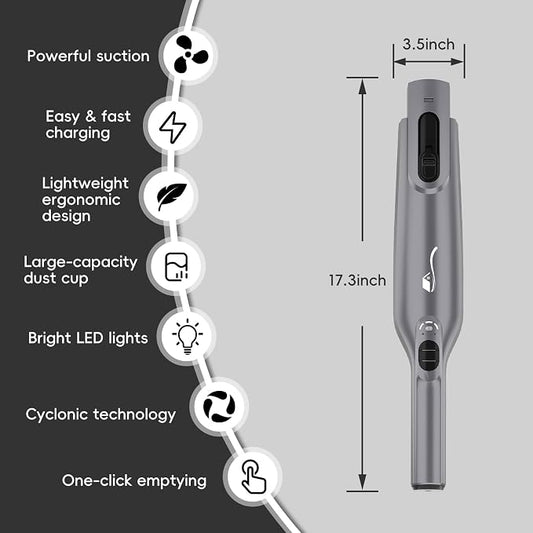 Cordless Handheld Vacuum, Lightweight Portable Hand Vacuum Cleaner with LED Light,Rechargeable Hand Held Vacuum with One-Touch Empty, Powerful Suction for Office, Home,Car, Coal