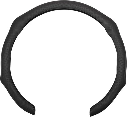 Nappa Leather Car Steering Wheel Cover Non Slip Vehicle Steering Wheel Cover Trim Protector, Quick Install Comfy Automotive Interior Decor, Universal fit 14½ to 15 inches Car Pickup SUV