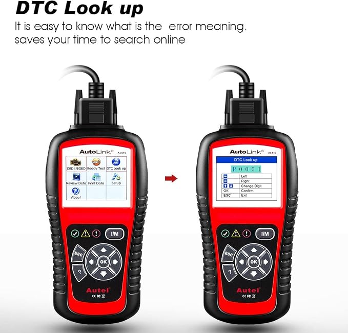 Autel AutoLink AL519 OBD2 Scanner, Professional Mechanic OBDII & CAN Car Diagnostic Scan Tool, Code Reader for Check Engine Light, One-Click Smog Check, DTCs Lookup, Upgraded Ver. of AL319/ MS309
