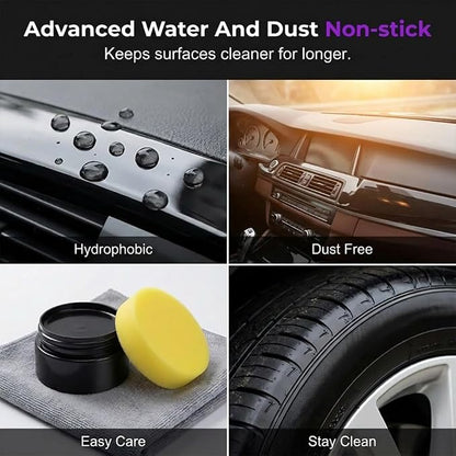 Tire Wax Tire Coating Paste,Long Lasting Car Tire Shine Nourish Cream,Waterproof & UV Protection,Plastic Trim Restorer Black with Sponge Applicator, for Car, Truck, Motorcycle, RV & More (100g-3PC)