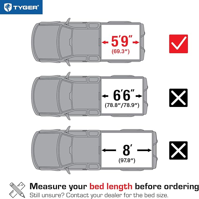 Tyger Auto T3 Soft Tri-fold Truck Bed Tonneau Cover Compatible with 2014-2018 Chevy Silverado GMC Sierra 1500; 2019 LD / Limited | 5'9" (69") Bed | TG-BC3C1006, Black