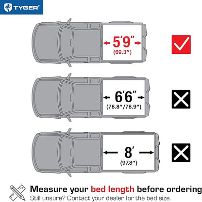 Tyger Auto T3 Soft Tri-fold Truck Bed Tonneau Cover Compatible with 2014-2018 Chevy Silverado GMC Sierra 1500; 2019 LD / Limited | 5'9" (69") Bed | TG-BC3C1006, Black