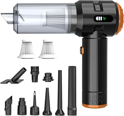 Sycoodeal Handheld Car Vacuum Cleaner, 25000PA Strong Cyclonic Suction Portable Mini Vacuum Cordless with Digital Display Lightweight Handheld for Pet Hair, Car, Home, Office, Kitchen (Orange)